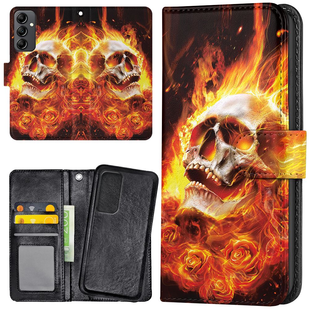 Galaxy S24 Plus - Plånboksfodral/Skal Burning Skull