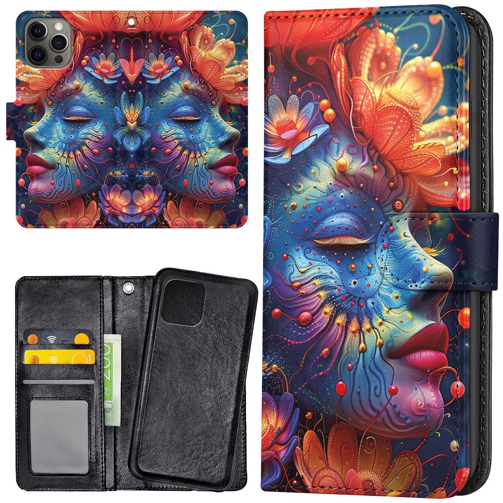 iPhone 14 Pro - Plånboksfodral/Skal Psychedelic