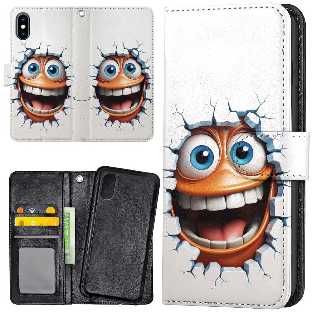 iPhone X/XS - Plånboksfodral/Skal Emoji