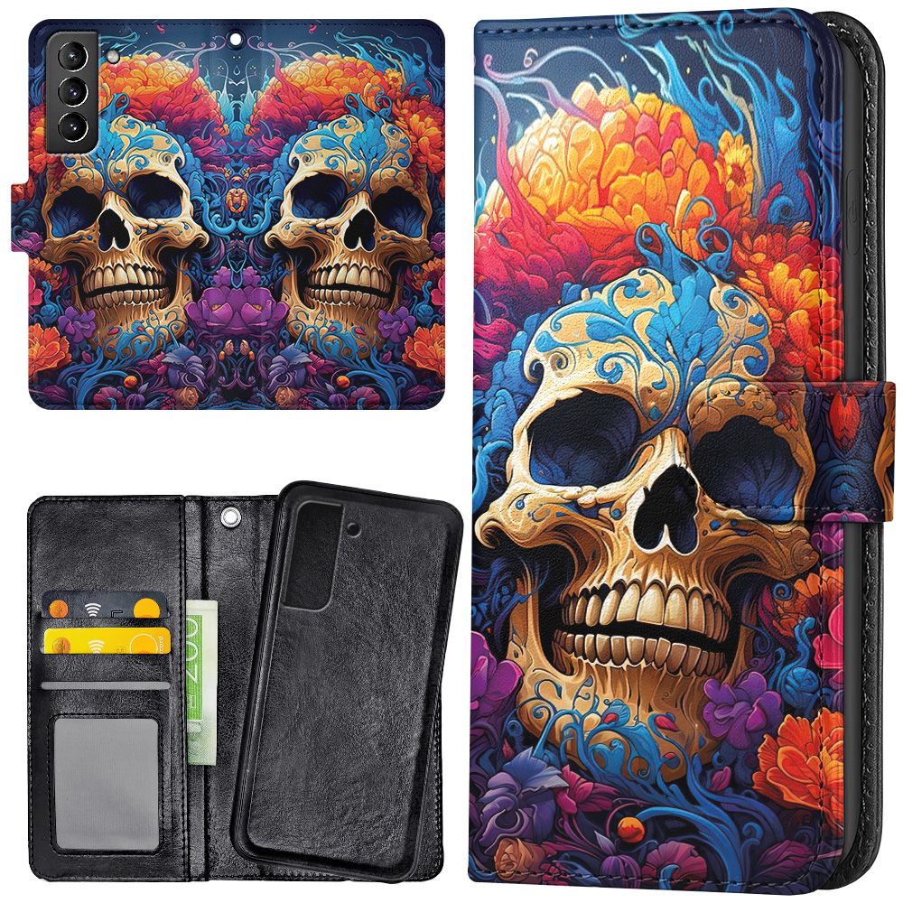 Galaxy S22 Plus - Plånboksfodral/Skal Skull