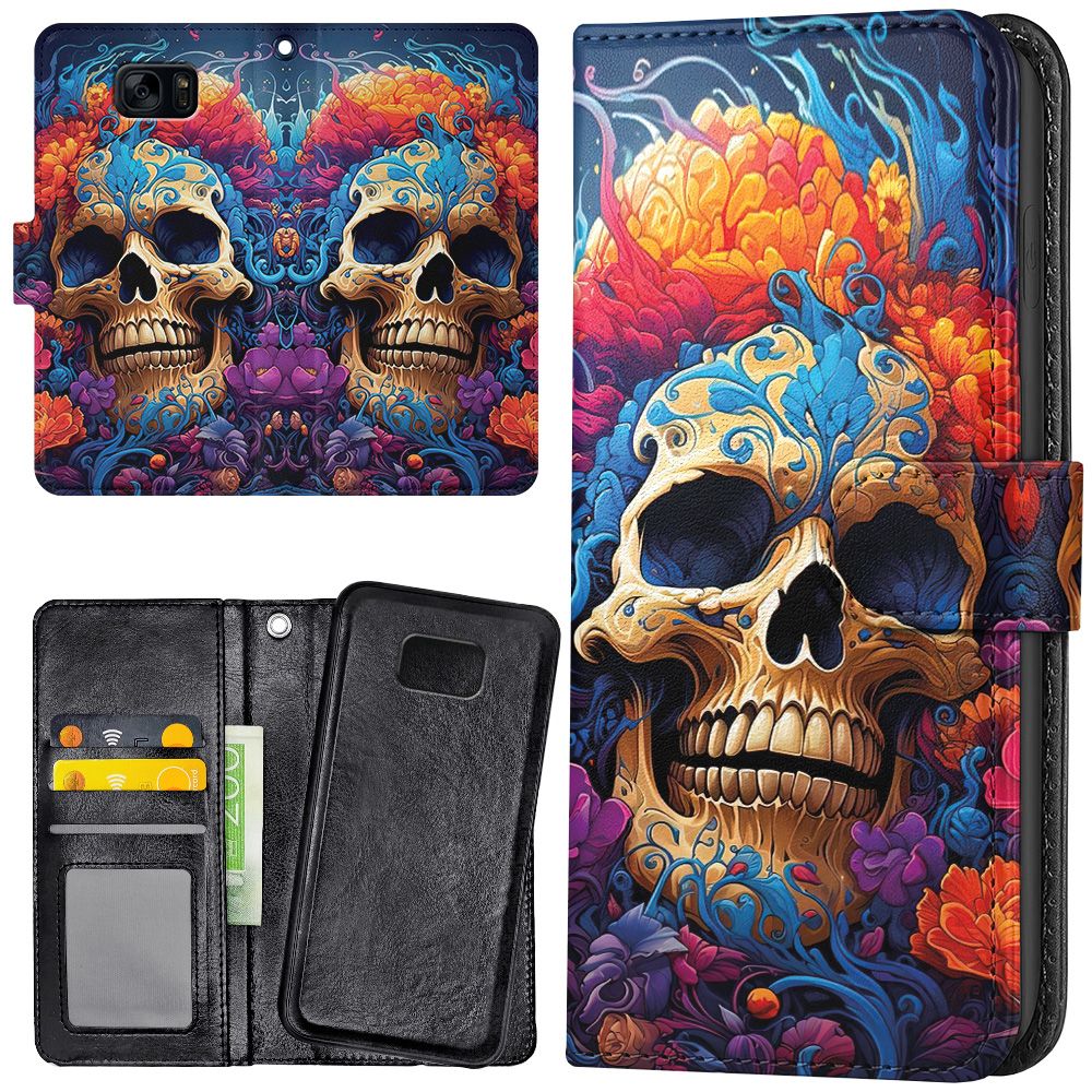 Galaxy S7 - Plånboksfodral/Skal Skull
