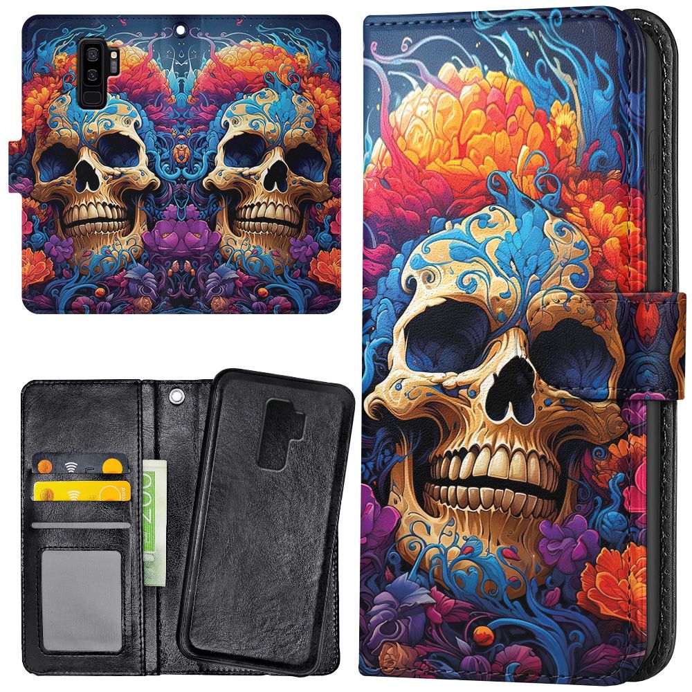 Galaxy S9 Plus - Plånboksfodral/Skal Skull