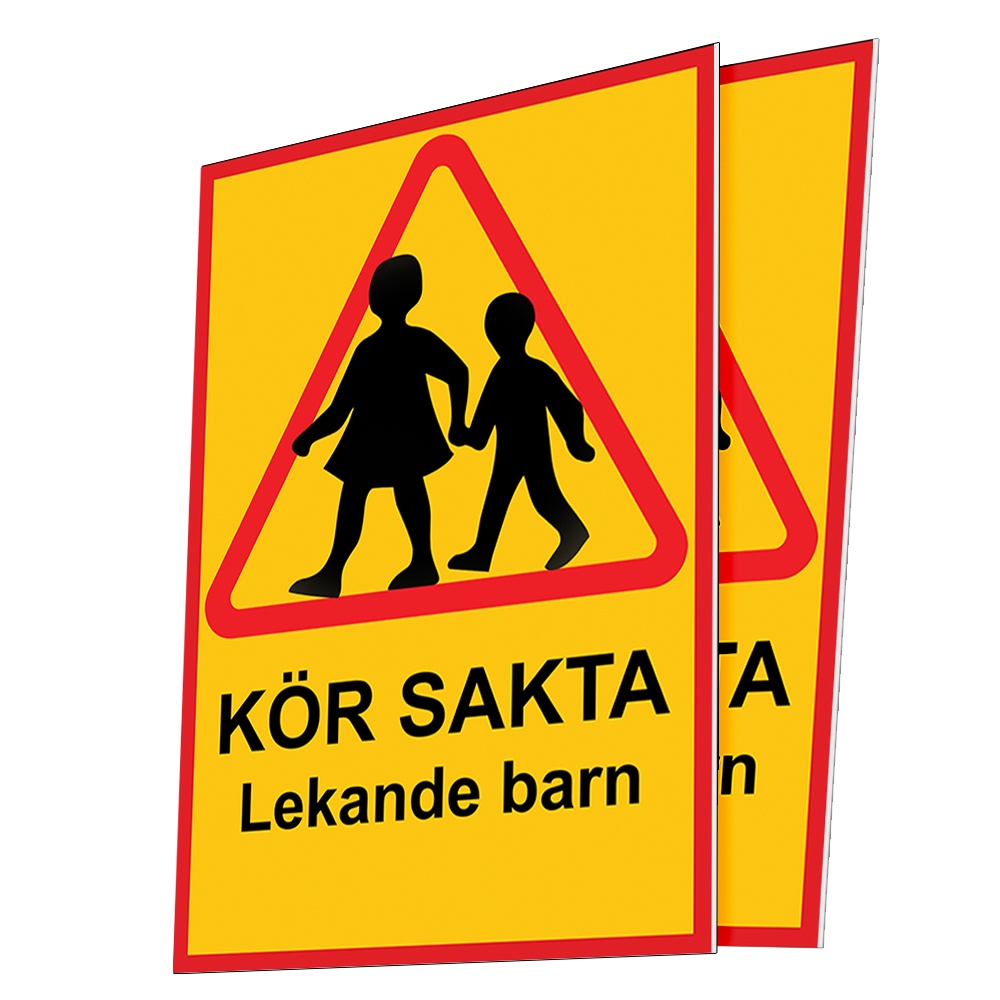 Aja hitaasti leikkiviä lapsia - Kyltti / Varoitusmerkki - Liikennemerkit