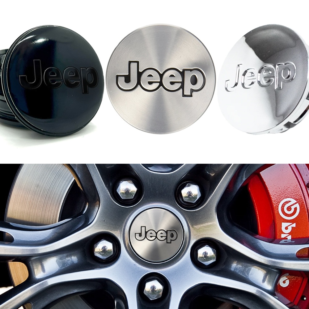 Jeep Centrumkåpor / Hjulnav Bil Emblem - 4-Pack - 55mm - Silverkrom