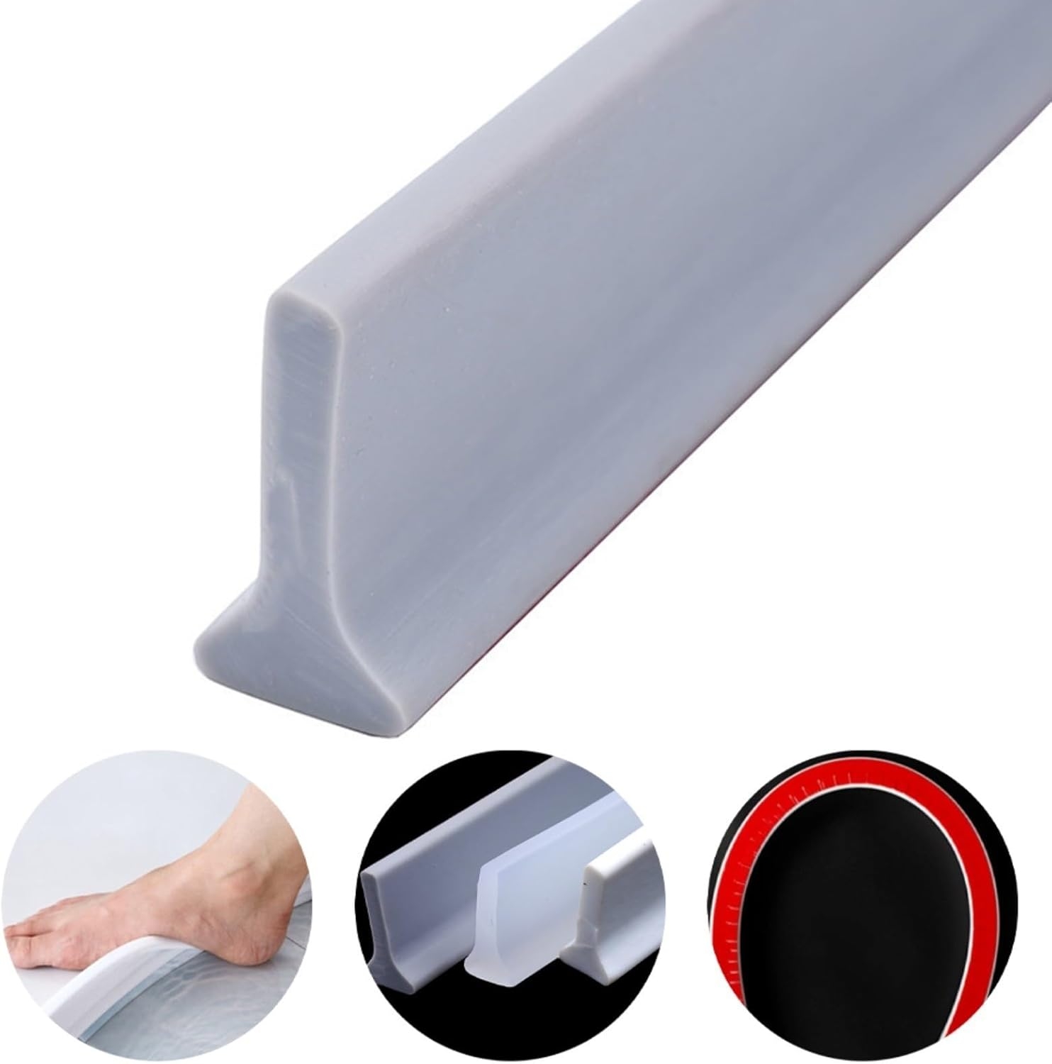 Duschtröskel / Vattenbarriär - Självhäftande duschlist - 2m - Grey
