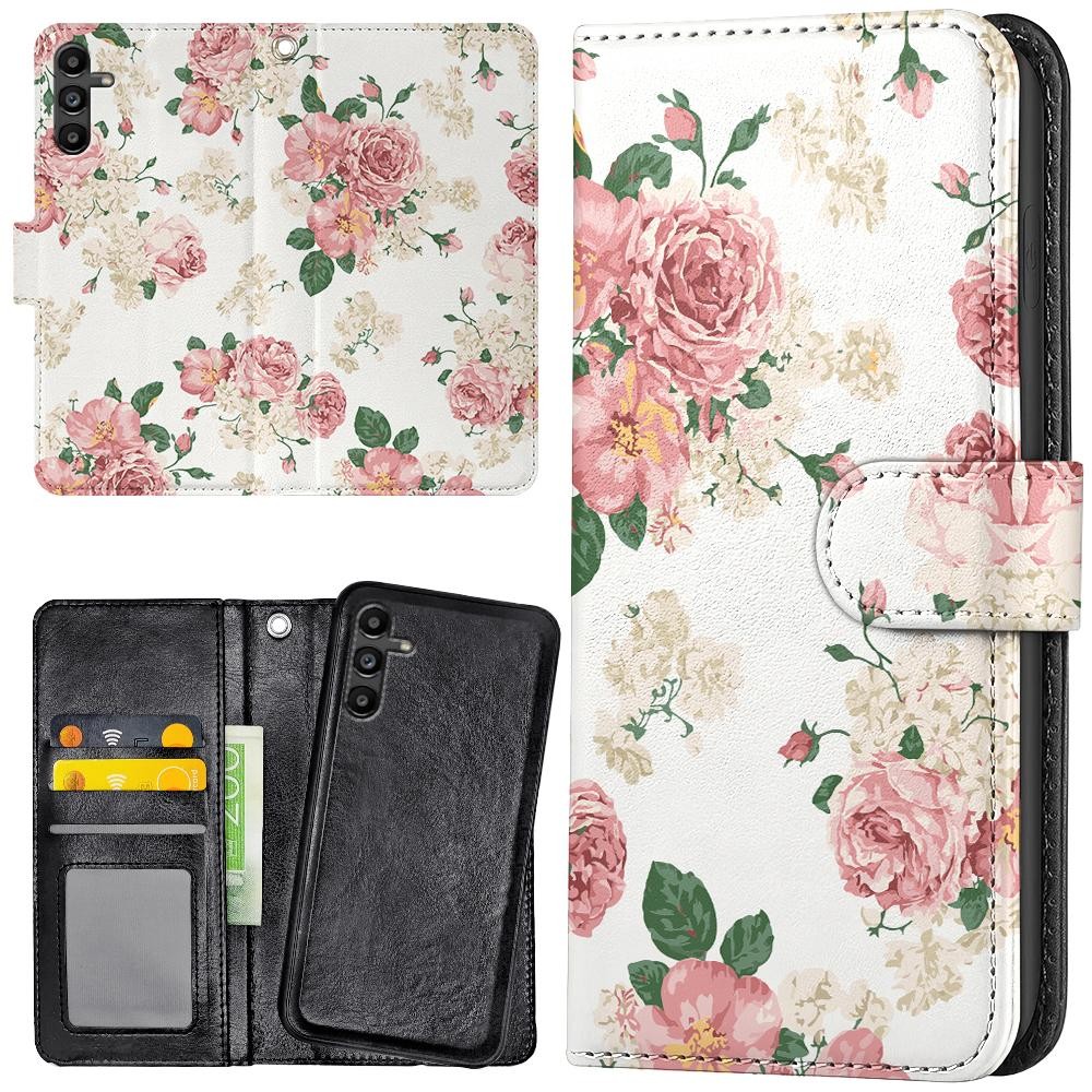 Samsung Galaxy S24 FE - Plånboksfodral/Skal Retro Blommor