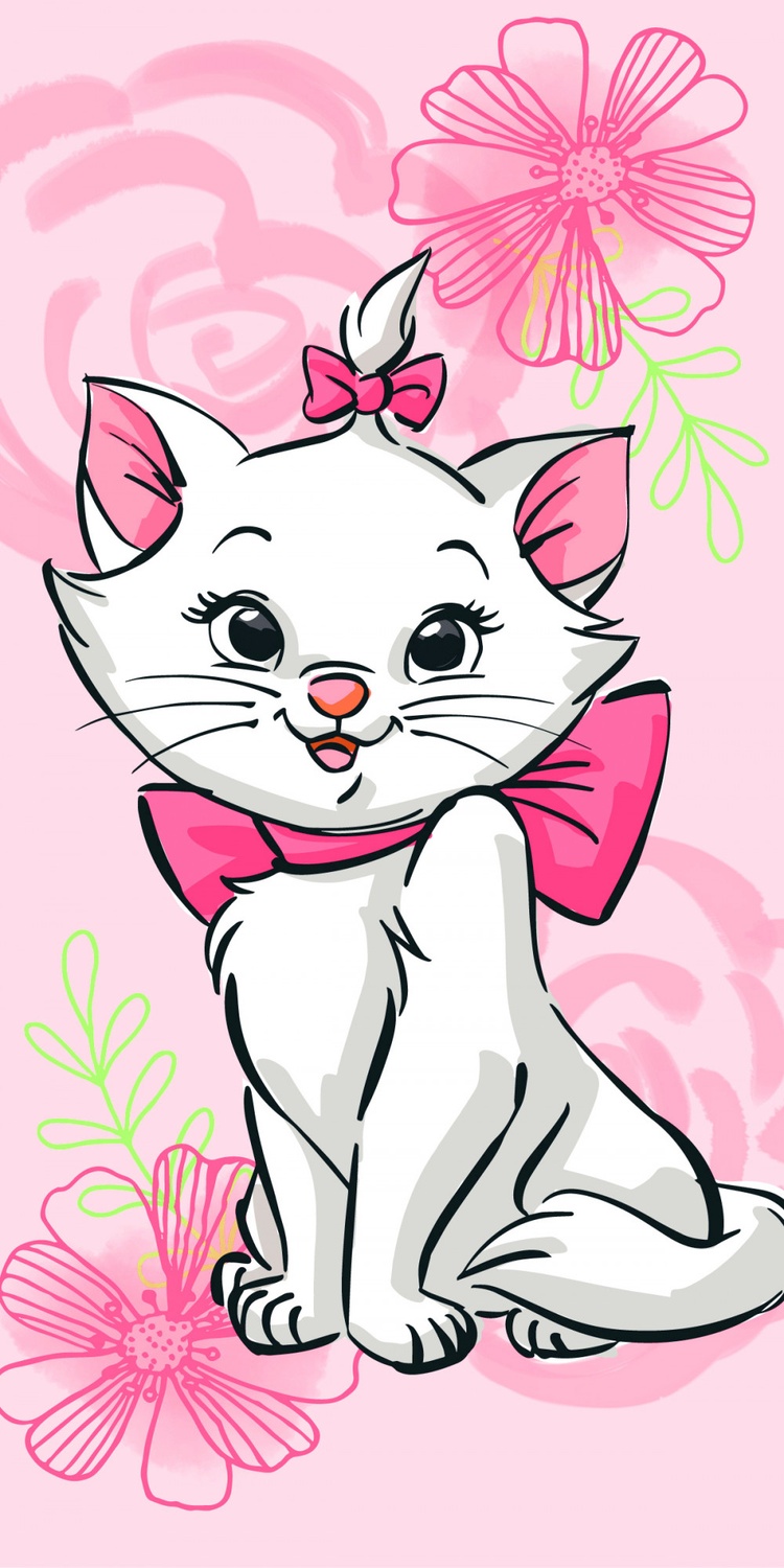 Disney Marie Katt Rosa Blomstrete Badehåndkle, Strandhåndkle 70*140 cm