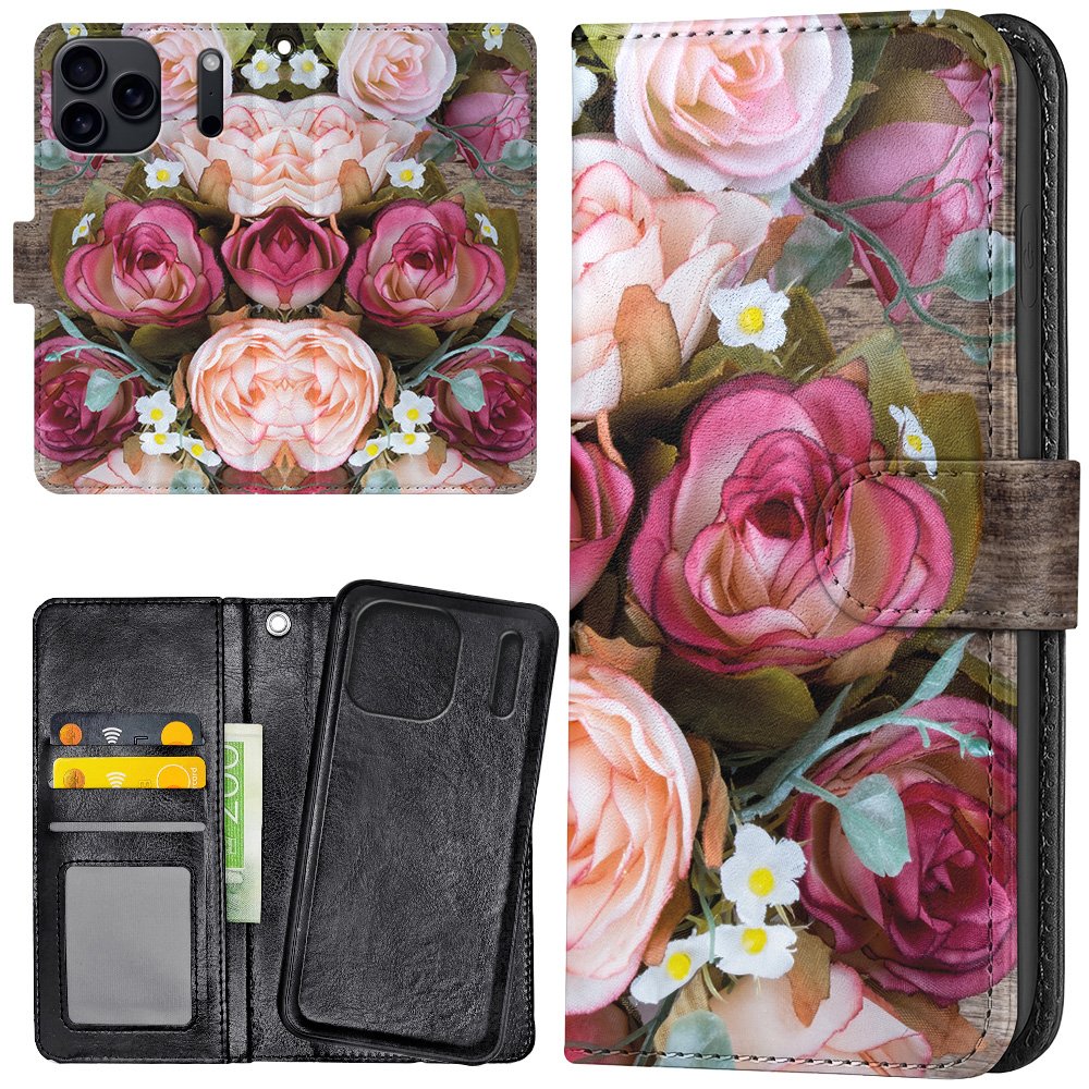 iPhone 17 Pro Max - Plånboksfodral/Skal Blommor