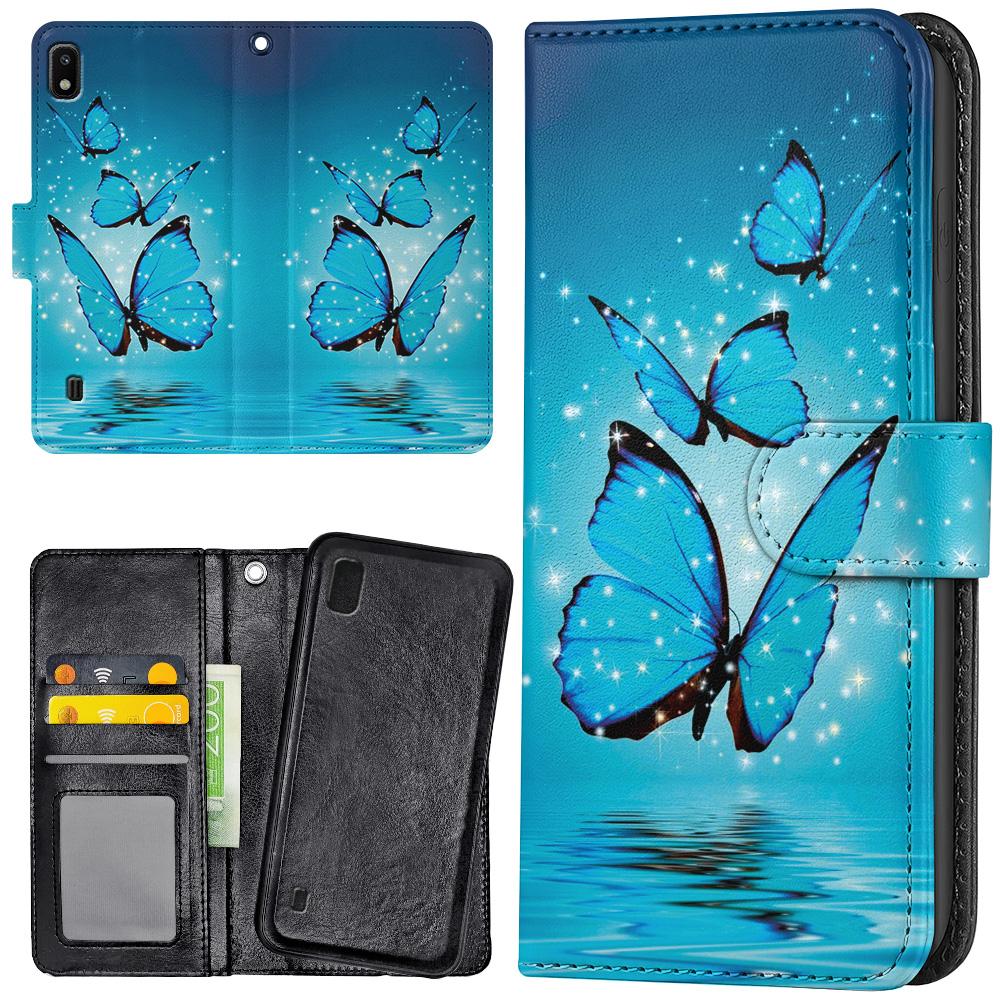 Galaxy A10 - Plånboksfodral/Skal Glittrande Fjärilar