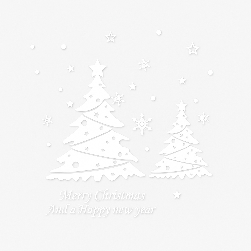 Fönsterdekal / Väggdekal - Julgran & Snöflingor - Jul