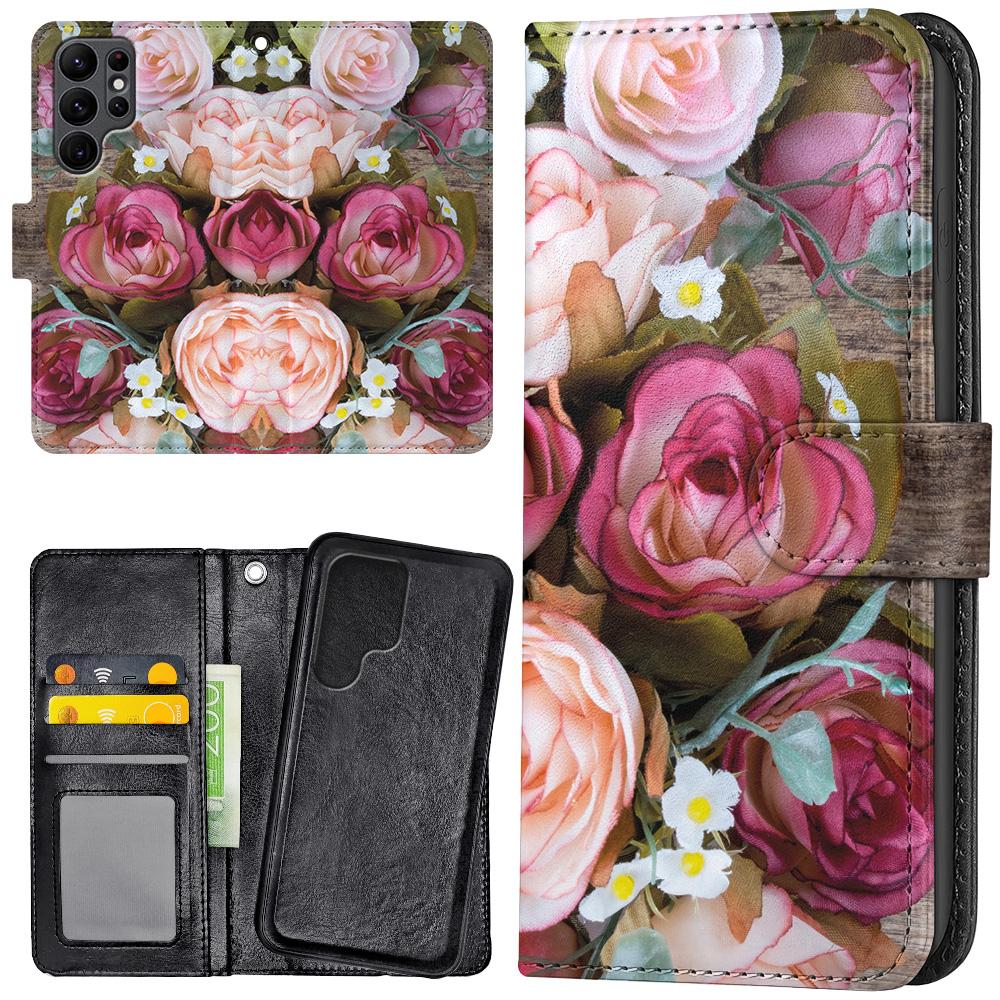 Samsung Galaxy S22 Ultra - Plånboksfodral/Skal Blommor