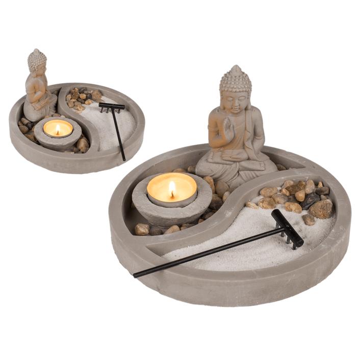Zen Buddha Borddekorasjon med Lysholder