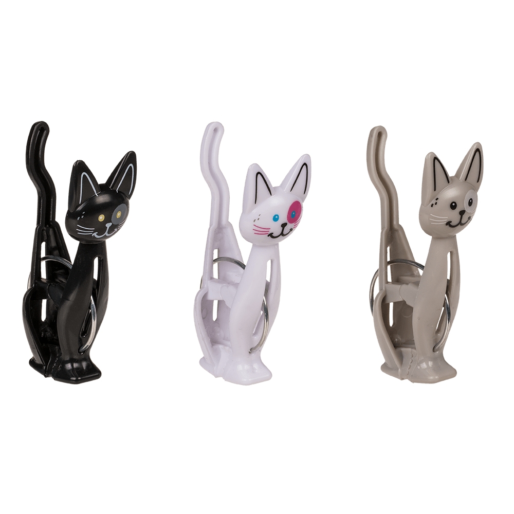 3-Pack - Påsklämma - Klämmor till Påse - Katt