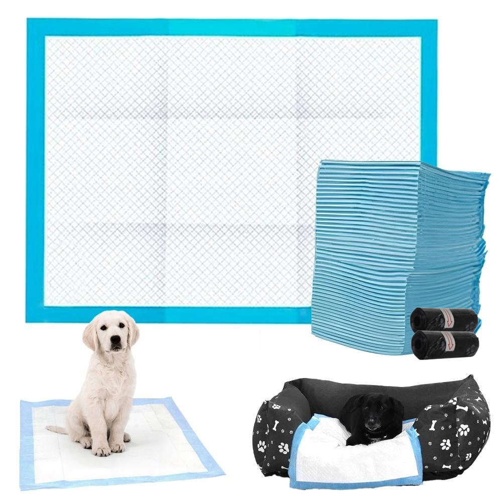 Tisseteppe med Bæsjeposer til Hund / Valpteppe /Hygieneunderlag - 60x40cm - 100-Pack