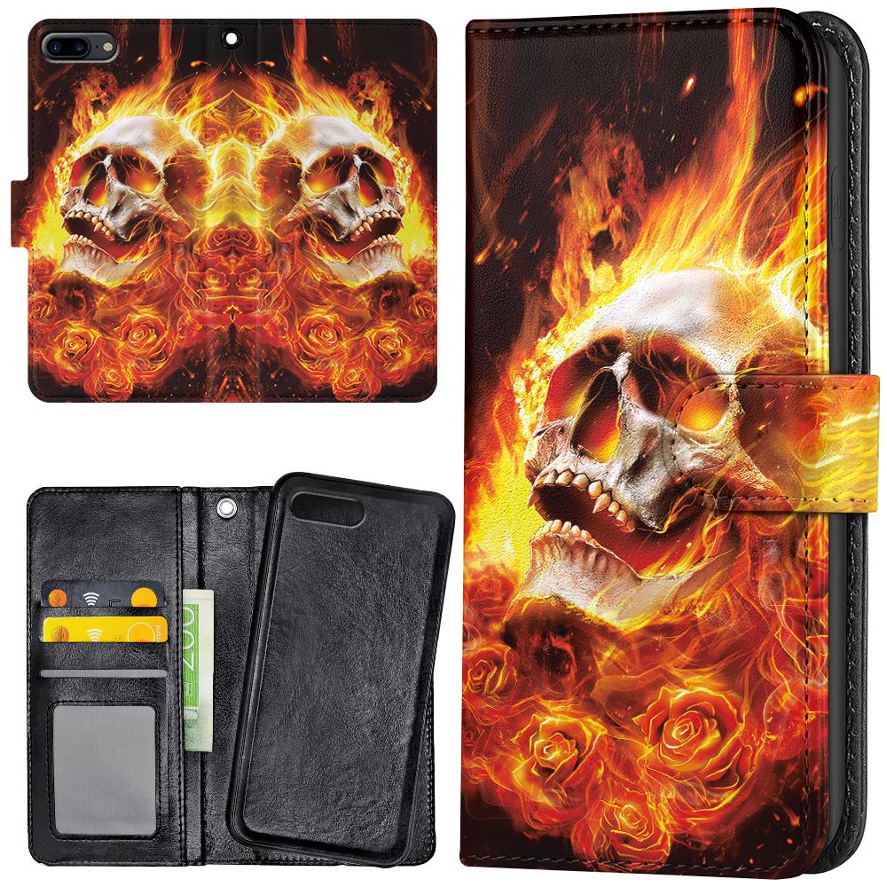 Honor 10 - Plånboksfodral/Skal Burning Skull