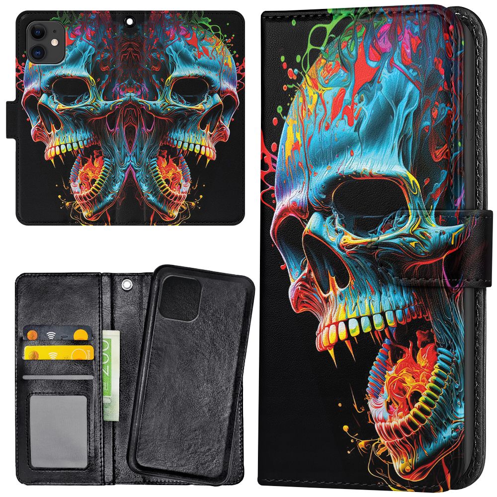 iPhone 12 Mini - Plånboksfodral/Skal Skull