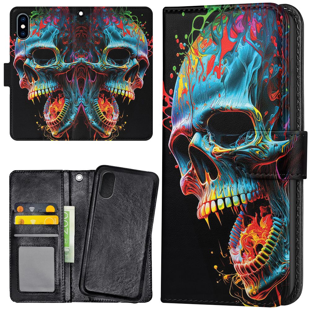 iPhone XR - Plånboksfodral/Skal Skull