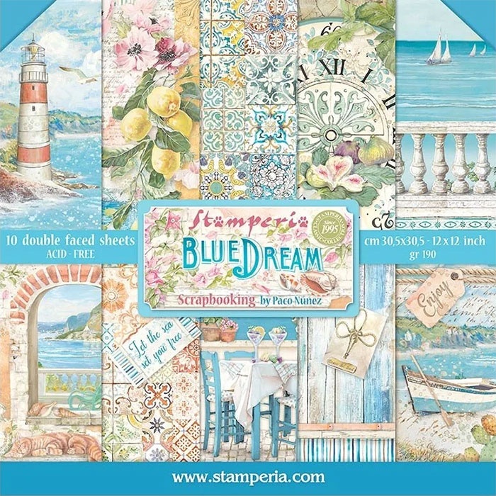 Paper Pad Stamperia - 12x12 Tum - Blue Dream