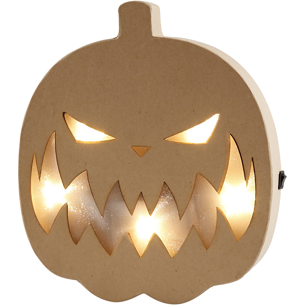 Pumpa med belysning - Läskig - Höjd: 25 cm