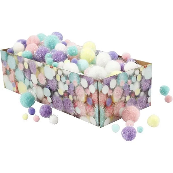 Pompong - Pastell Glitter - 15-40 mm - 400 g