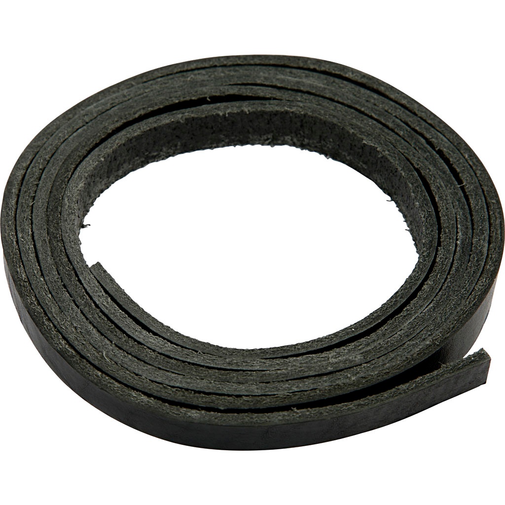 Brett Läderband 2m - Svart 10mm