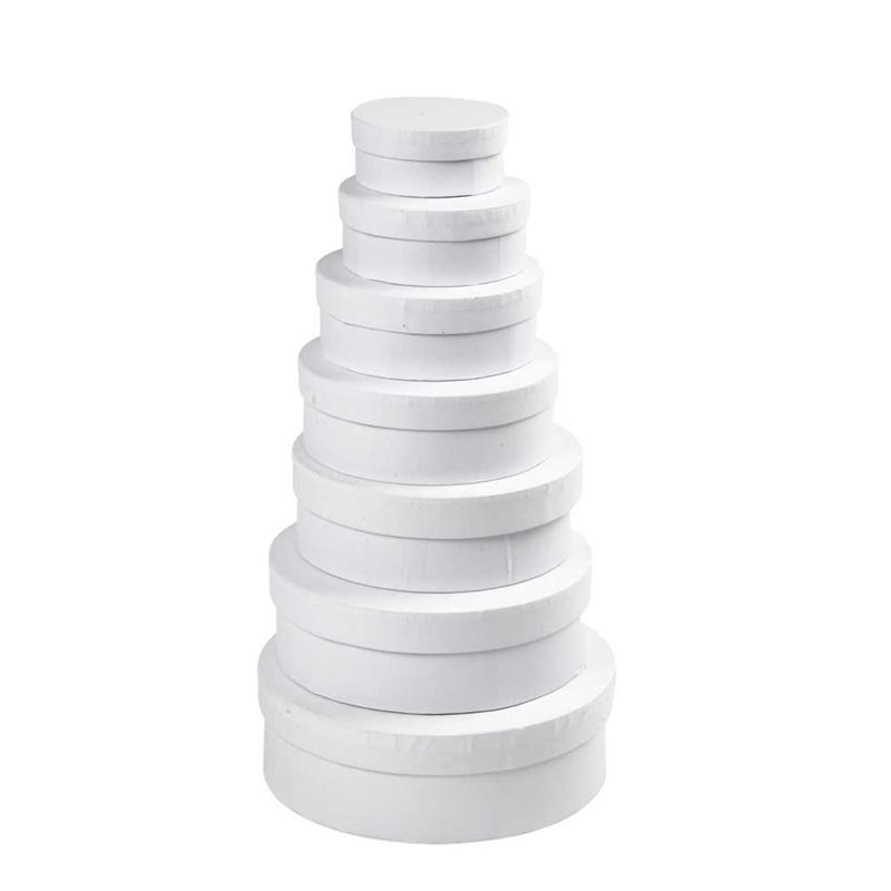 Runda Pappaskar - Dia. 8,5 - 21,5 cm - Vit - 7 st