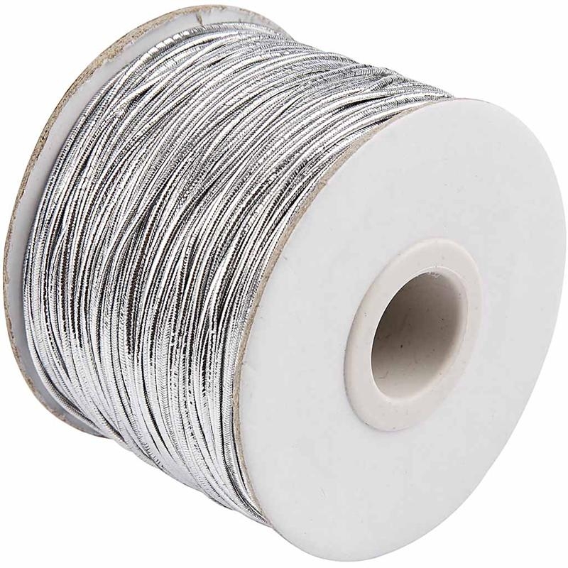 Elastiskt Silver Snöre 1 mm - 100 meter