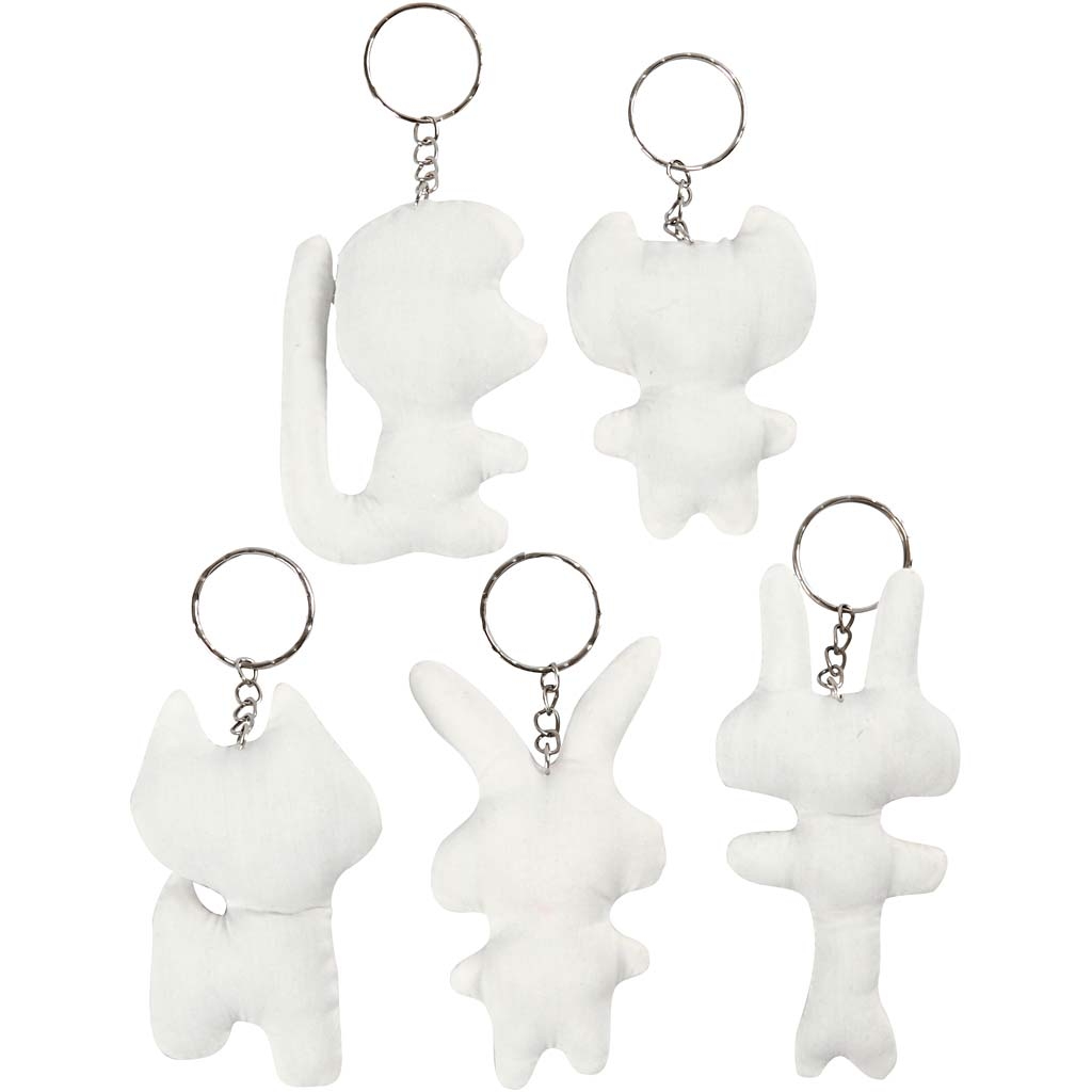 Textilfigurer Djur Nyckelring - 6-10 cm - 5 st