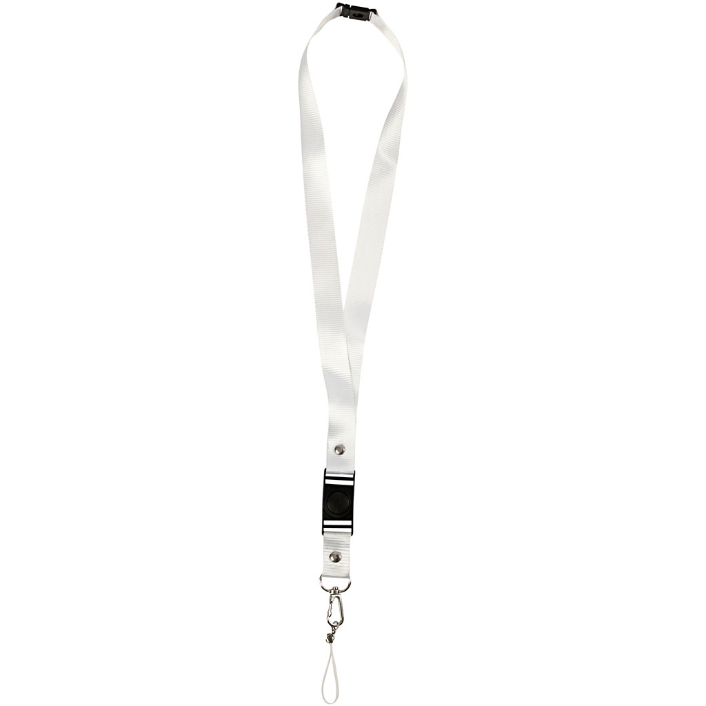 Nyckelband - Längd 53 cm - Bredd 2 cm - Vit - 5 st
