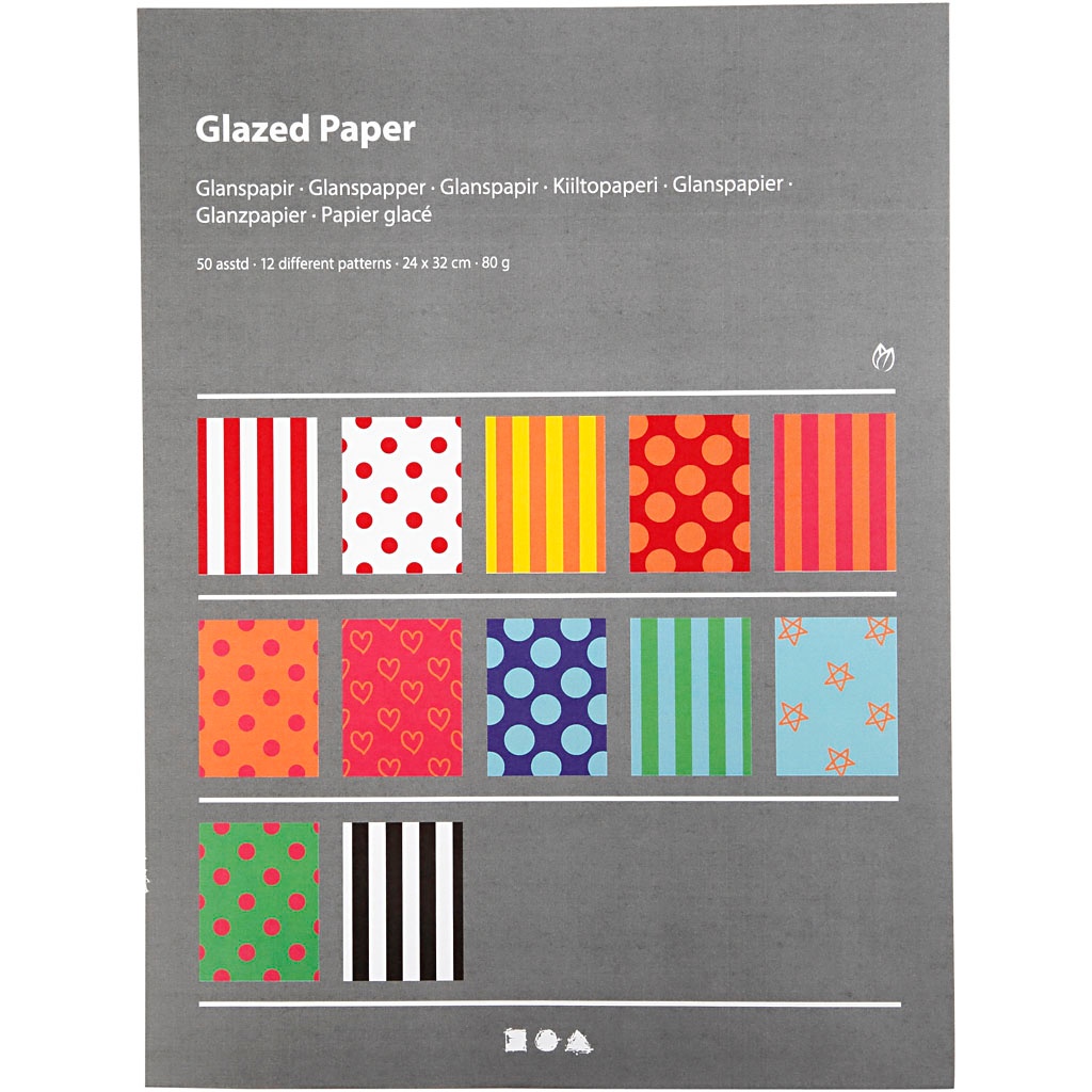 Glanspapper med tryck - 24x32 cm - 80 g - 50 ark