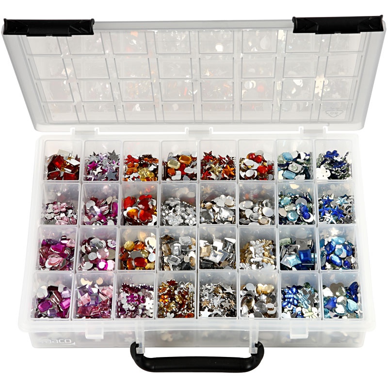 Storpack Rhinestones 6-16 mm - Inkl. Raaco Förvaringslåda