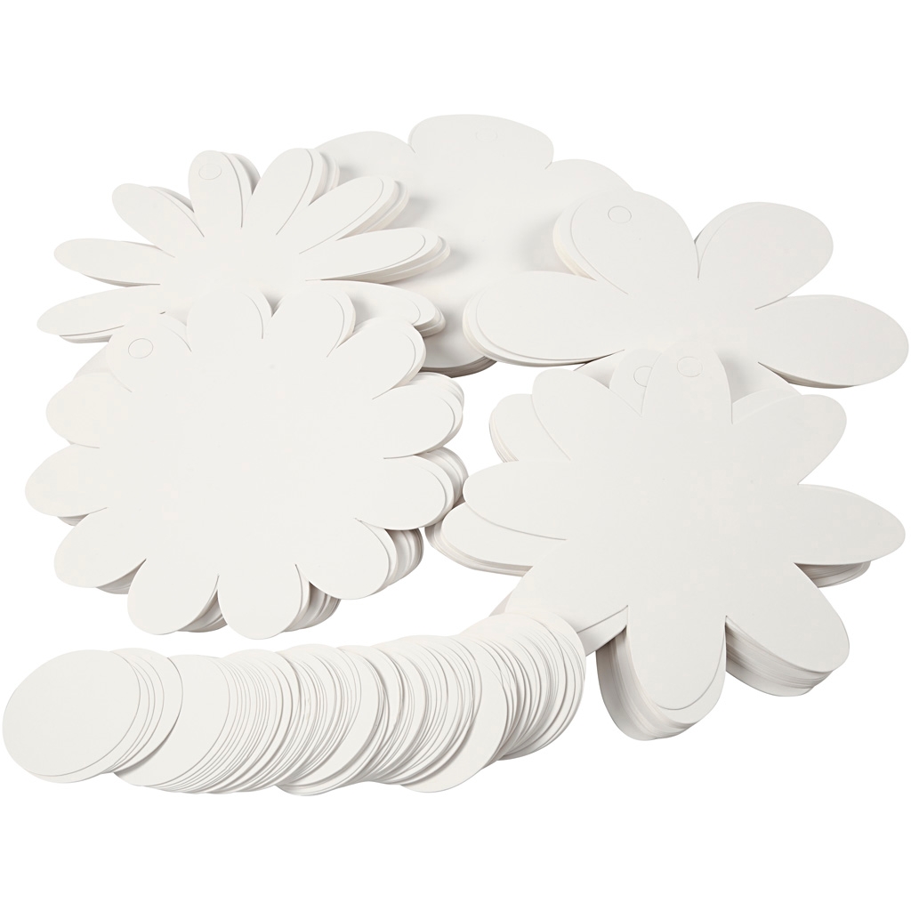 Pappersfigurer - Blommor - 400 g - Vit - 100 st