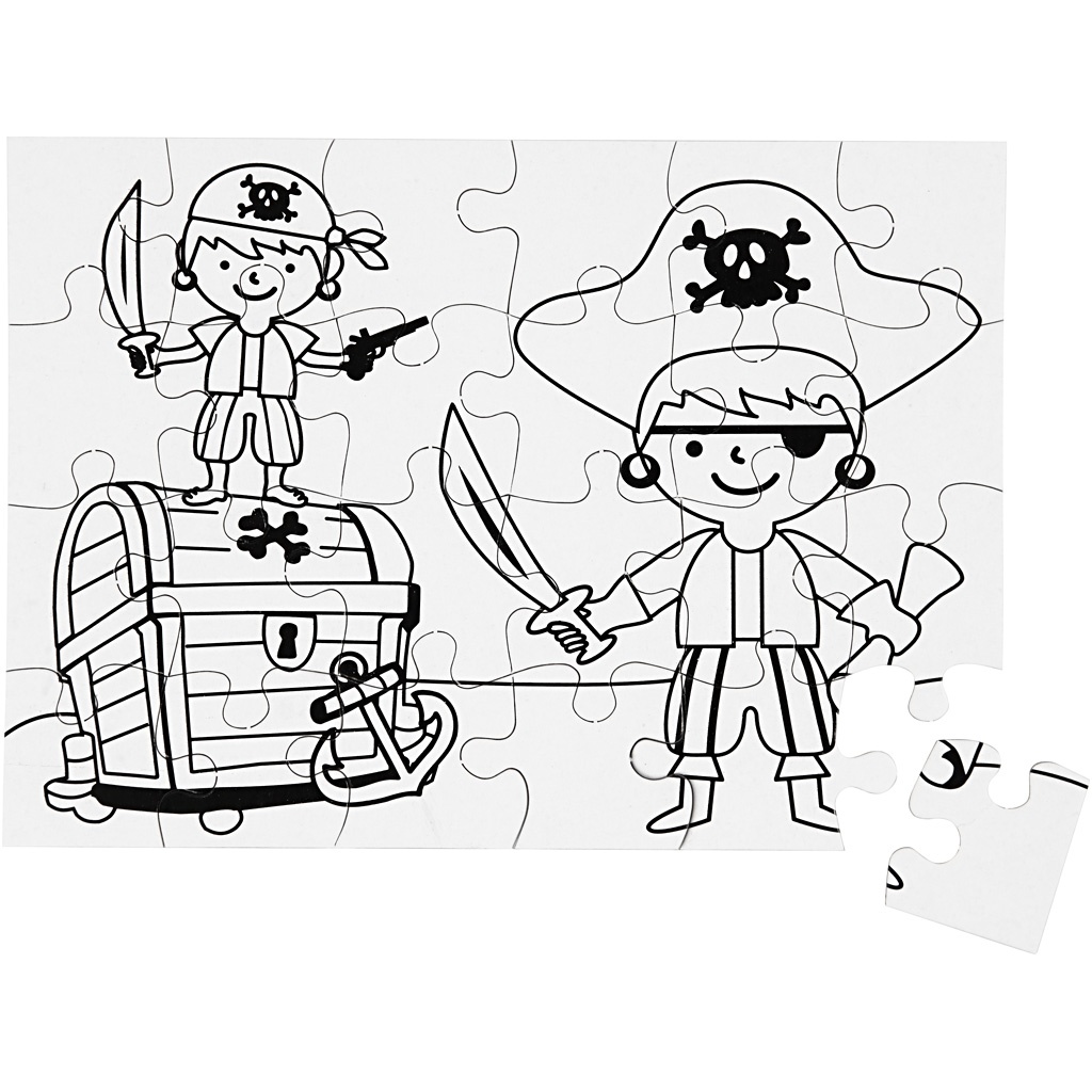 Pussel Pirater - A5 15x21 cm - vit - 16st
