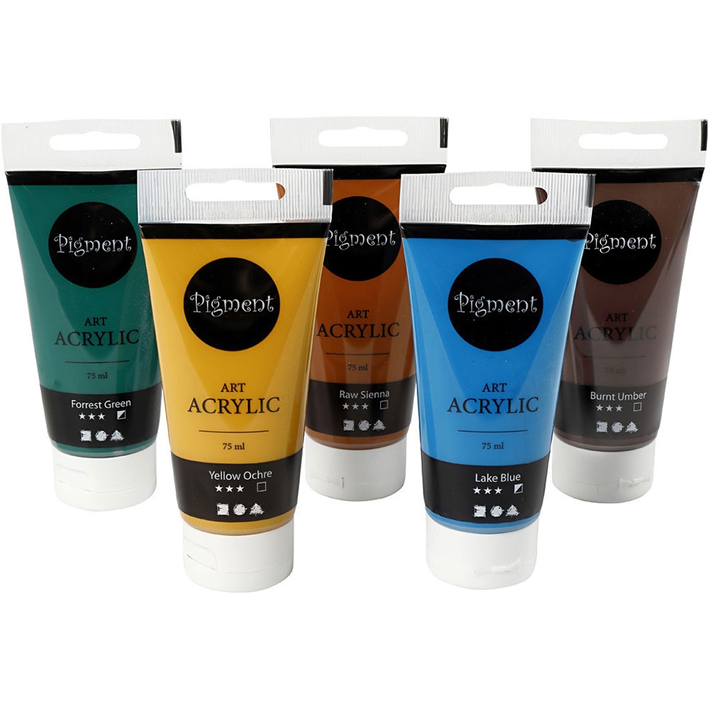 Pigment Art Acrylic - Mixade Naturfärger - 5x75 ml