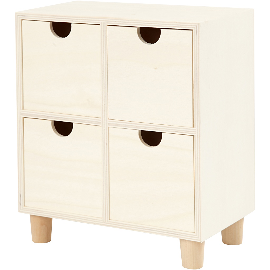Minibyrå av Trä - Höjd 23 cm - 4 fack