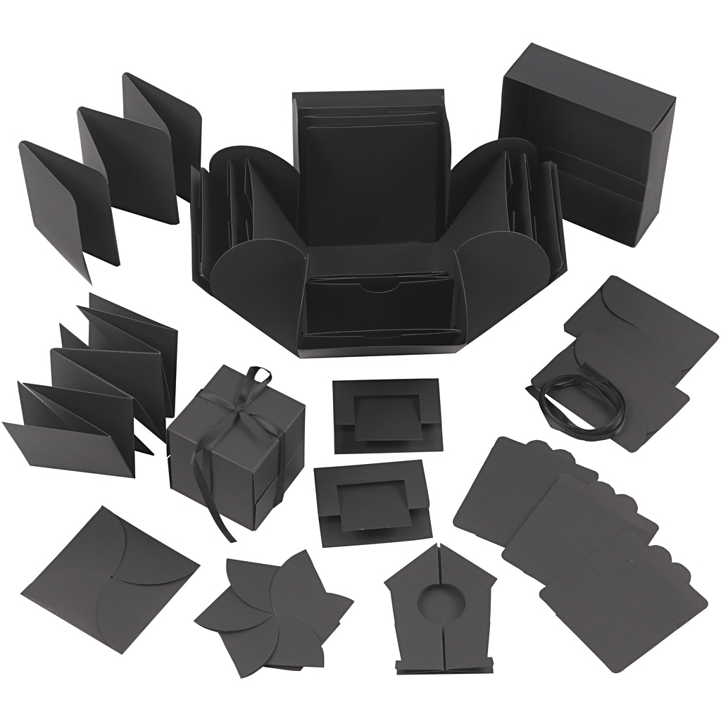 Exploding Box - H: 12 cm - Svart - Presentask