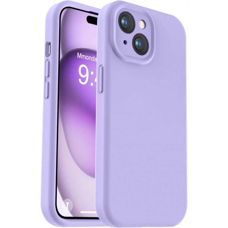 iPhone 15 Plus Gummibelagt Skal med Kameraskydd Liquid V2 - Lila