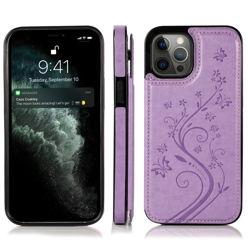 iPhone 12 / 12 Pro Stöttåligt Skal Korthållare 3-FACK Flippr V2 - Lila