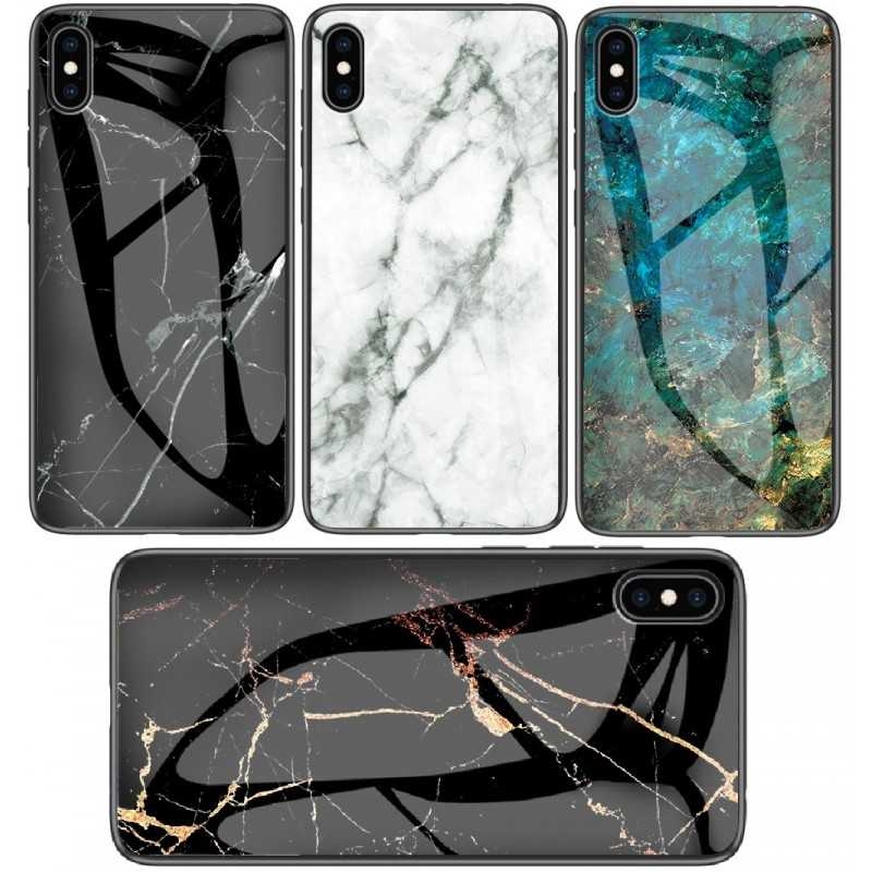 iPhone XS Max Marmorskal 9H Härdat Glas Baksida Glassback V2