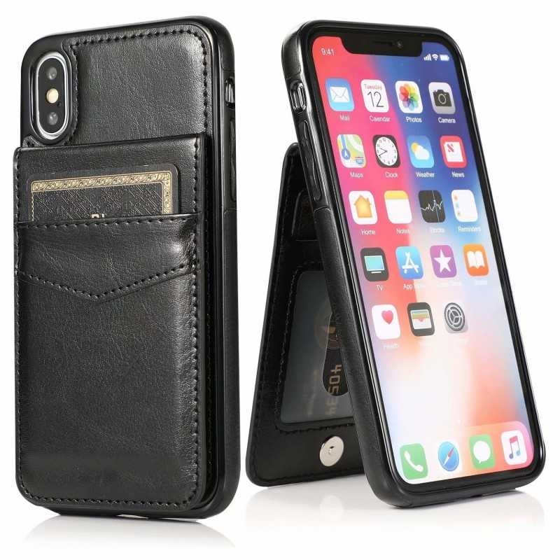iPhone X / XS Mobilskal Korthållare 5-FACK Retro V3