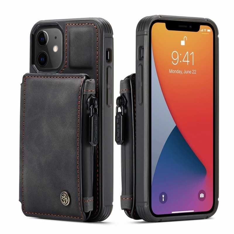 iPhone 12 Skal Korthållare & Dragkedja 4-FACK CaseMe Flippr