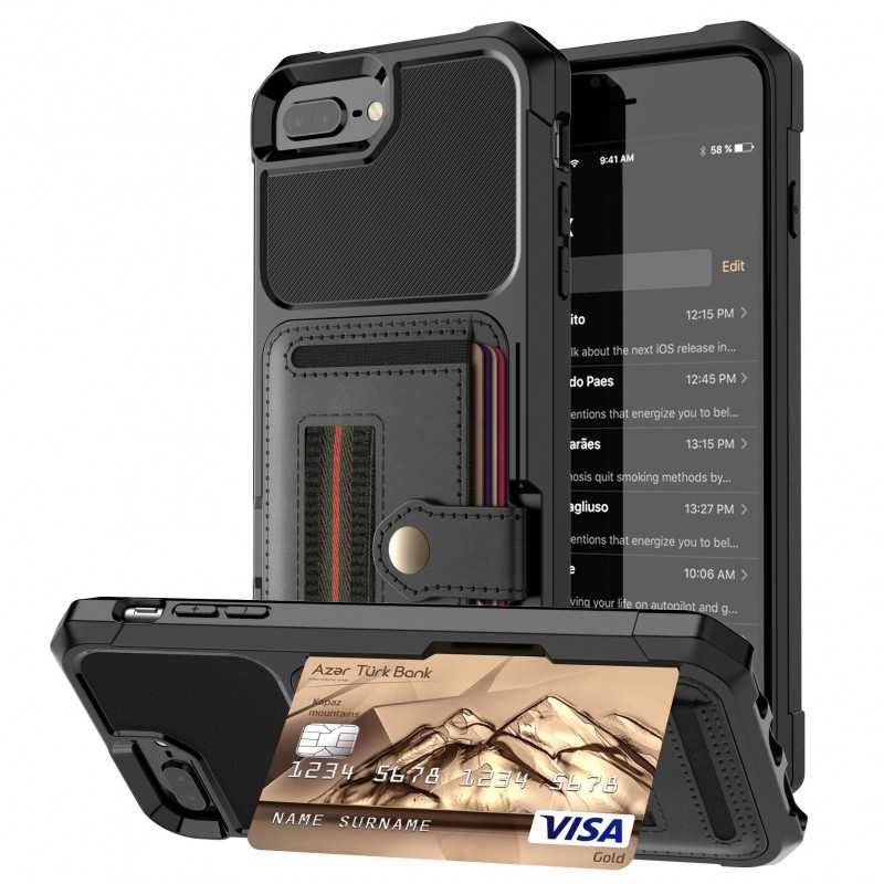 iPhone 6 Plus / 7 Plus / 8 Plus Stöttåligt Skal med Kortfack Solid V5