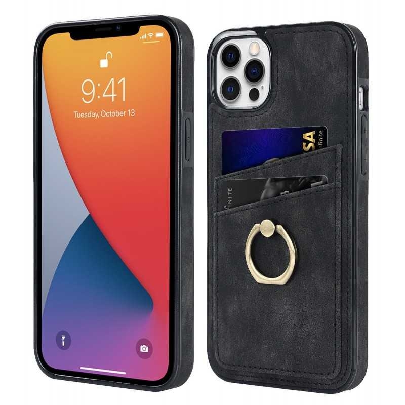 iPhone 12 / 12 Pro Mobilskal med Korthållare Retro V4