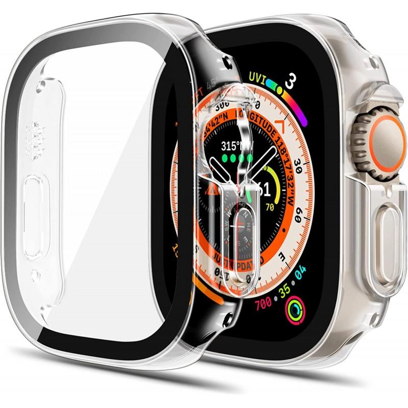 2-PACK Apple Watch 49mm Ultra Stötdämpande Skal 9H Härdat Glas 2in1 Trans.