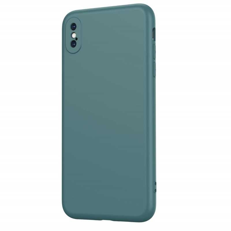 iPhone XS Max Gummibelagd Mattgrönt Skal Kameraskydd Liquid