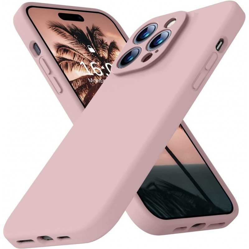 iPhone 15 Pro Max Gummibelagd Mattrosa Skal Kameraskydd Liquid