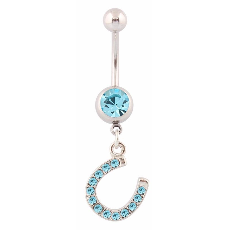Navelpiercing Navel Piercing i Kirurgiskt Stål i Silver Färg - Hästsko med Turkos Rhinestone