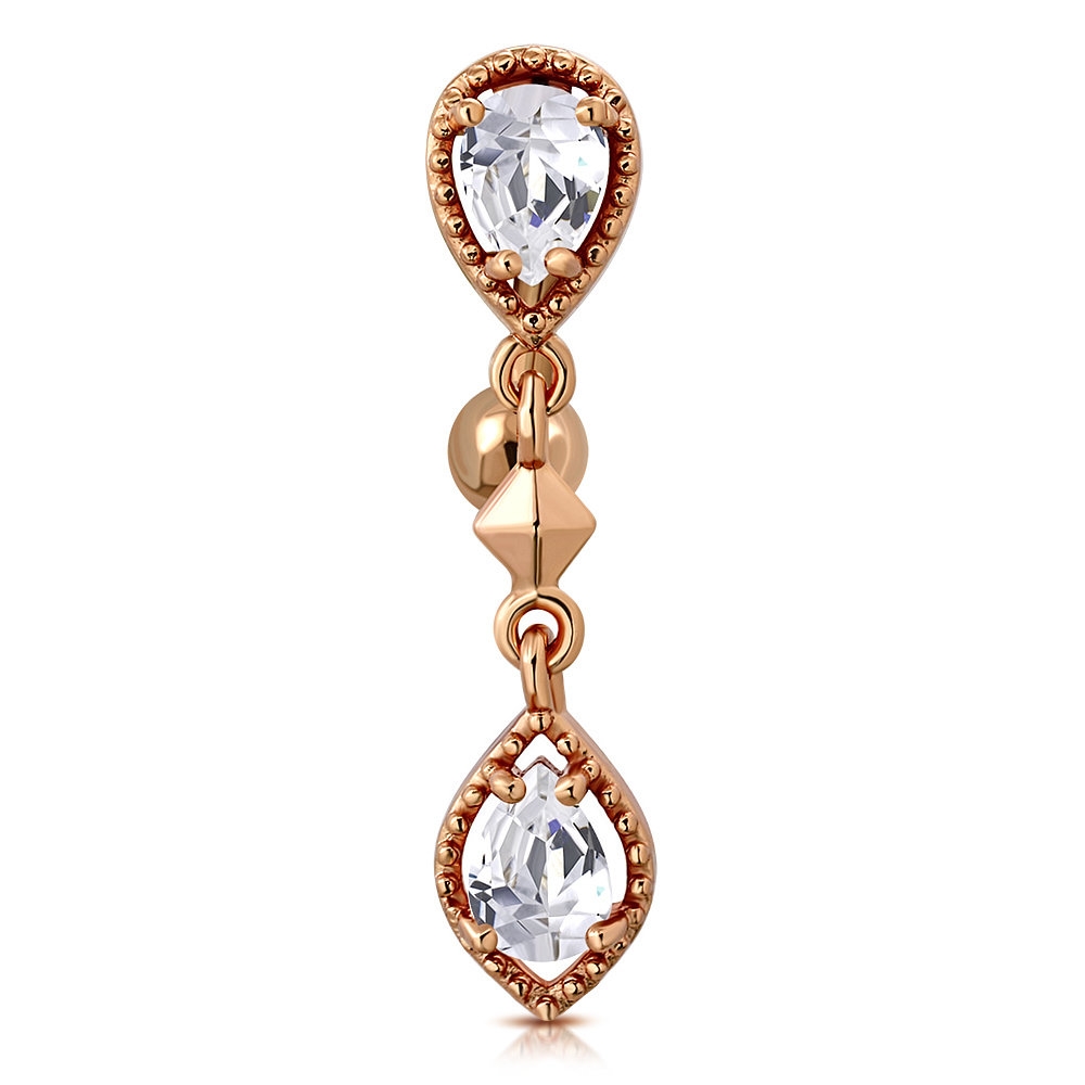 Omvänd Navelpiercing Navel Piercing i Kirurgiskt Stål 316L i Rosé Guld Färg - Droppe / Droppar med Klara Cubic Zirconia