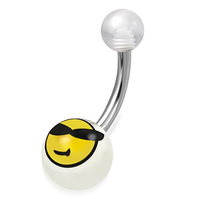 Navelpiercing Navel Piercing i Acryl & Kirurgiskt Stål 316L i Silver Färg - Emoji