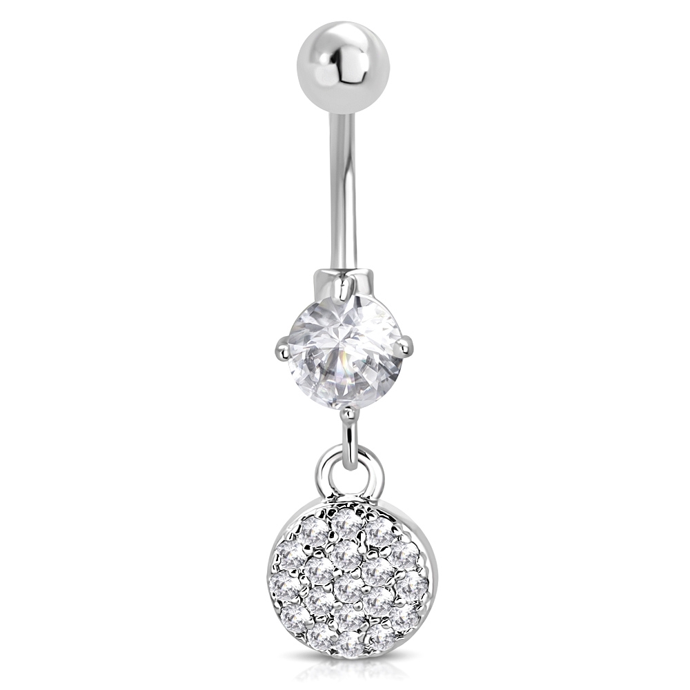 Navelpiercing Navel Piercing i Kirurgiskt Stål 316L i Silver Färg - Cirkel med Klara CZ Kristaller